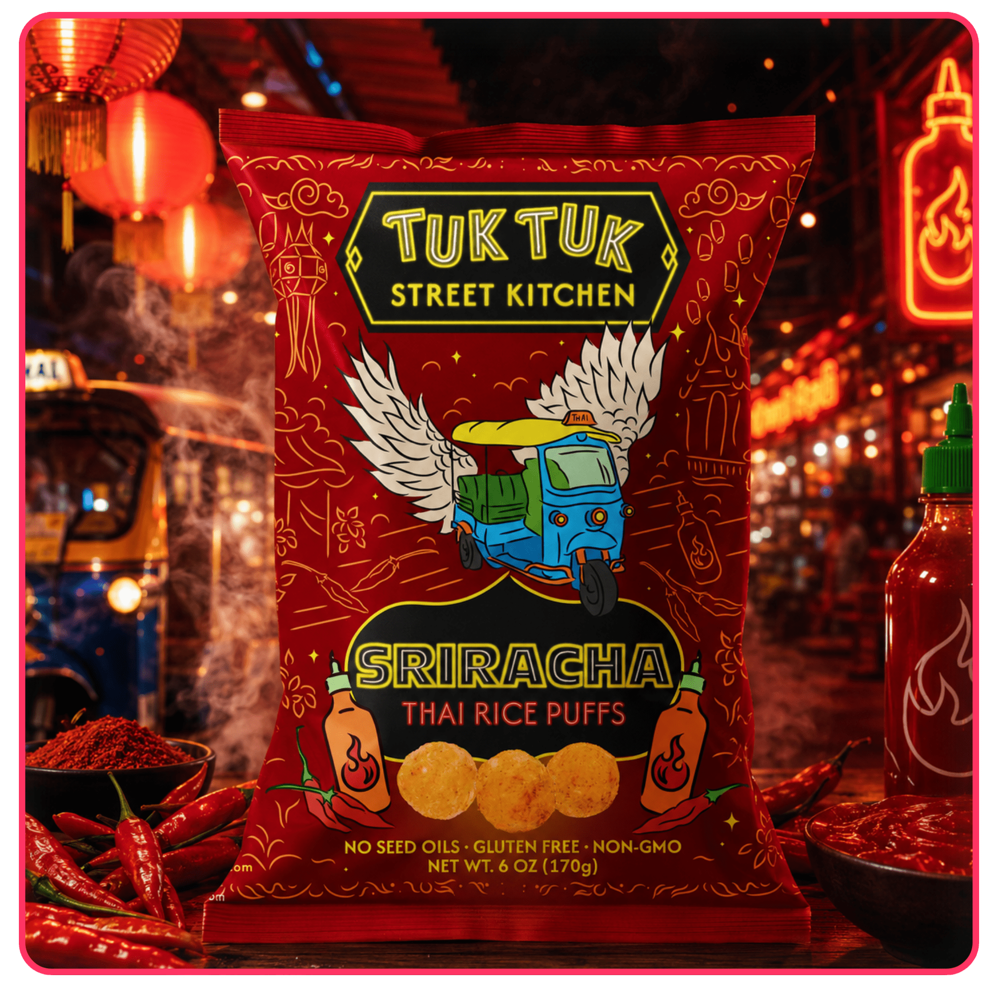 Sriracha Thai Rice Puffs - True Roots FoodsRice Puffs