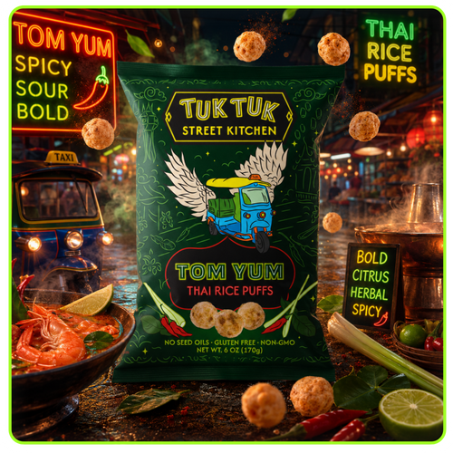 Tom Yum Thai Rice Puffs - True Roots FoodsRice Puffs